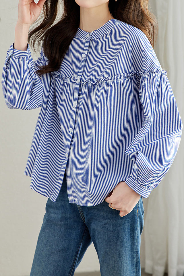 Pure Cotton Ruffled Commuting Shirt - liwisi
