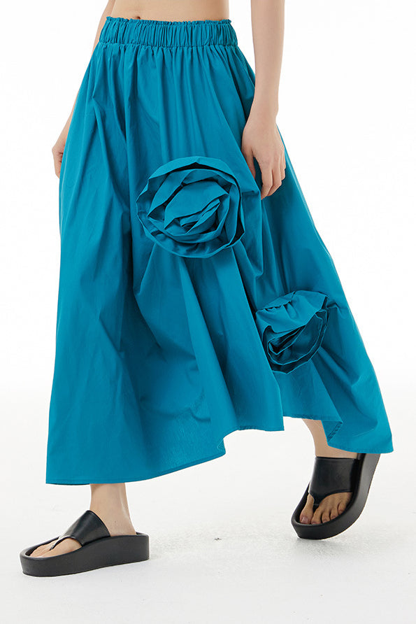 Three-dimensional Flounced Irregular Midi Skirt - liwisi