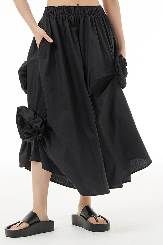 Three-dimensional Flounced Irregular Midi Skirt - liwisi