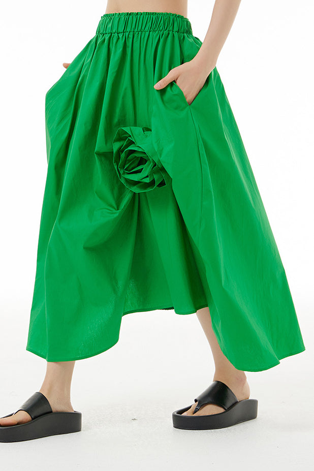 Three-dimensional Flounced Irregular Midi Skirt - liwisi