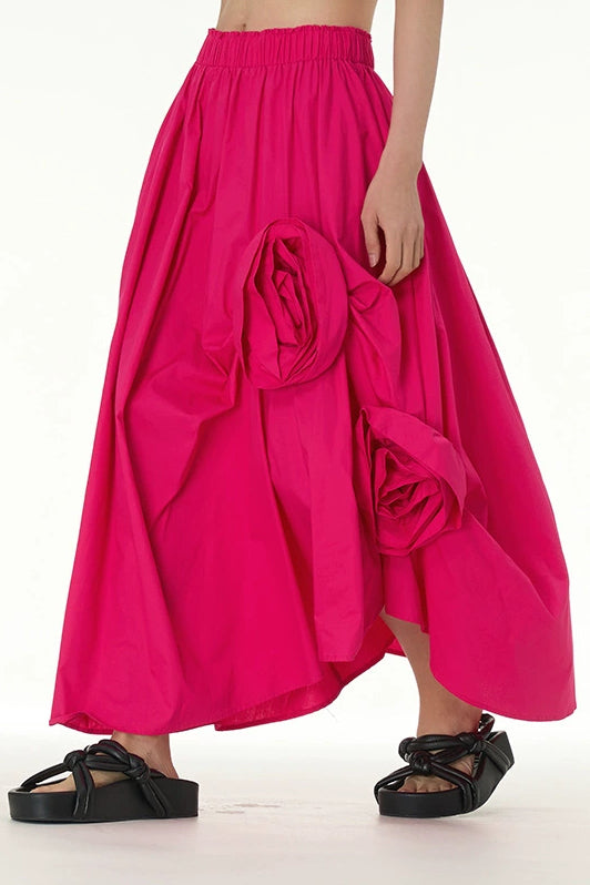 Three-dimensional Flounced Irregular Midi Skirt - liwisi