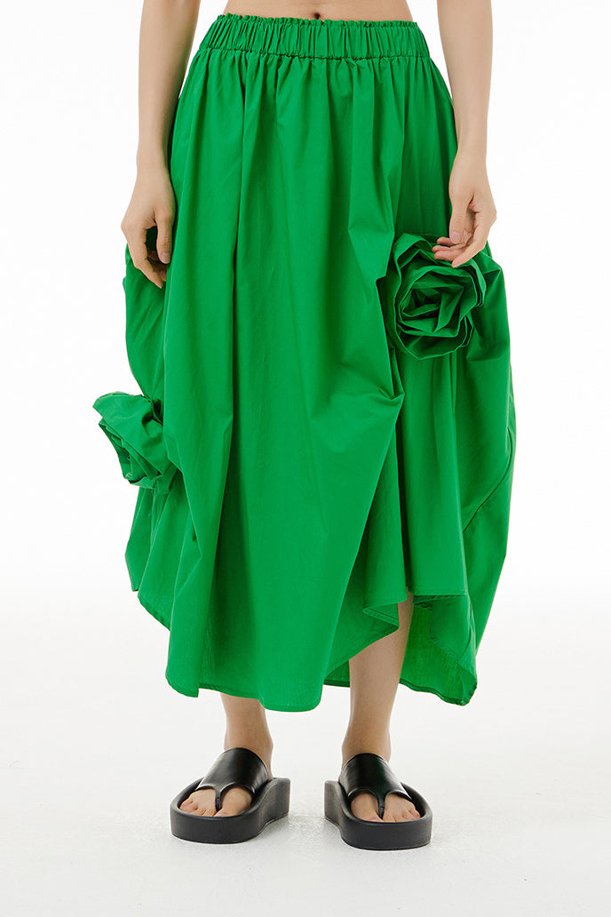 Three-dimensional Flounced Irregular Midi Skirt - liwisi
