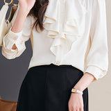 Palace-style Solid-color Shirt with Ruffles - liwisi