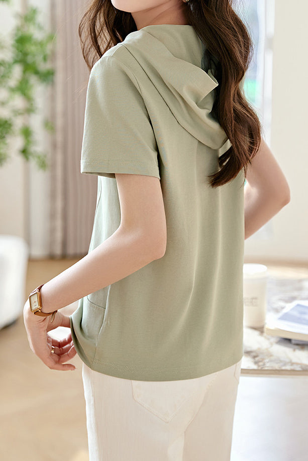 Divided Design Hooded Casual T-shirt - liwisi