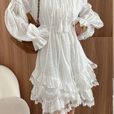 Solid Color Fringed Irregular Dress - liwisi