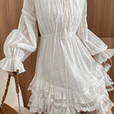 Solid Color Fringed Irregular Dress - liwisi