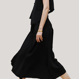 Commuting Simple Waistcoat and Midi Skirt Set - liwisi