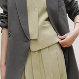 Commuting Simple Waistcoat and Midi Skirt Set - liwisi