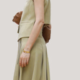 Commuting Simple Waistcoat and Midi Skirt Set - liwisi