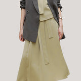Commuting Simple Waistcoat and Midi Skirt Set - liwisi
