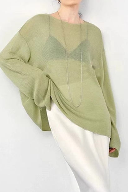 Solid Color Lazy Knitted Sweater - liwisi