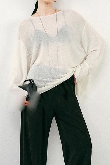 Solid Color Lazy Knitted Sweater - liwisi