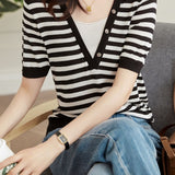 Fake Two-piece Knitted T-shirt - liwisi