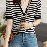 Fake Two-piece Knitted T-shirt - liwisi