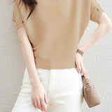 Solid Color Loose Fitting Knitted Sweater - liwisi