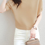 Solid Color Loose Fitting Knitted Sweater - liwisi