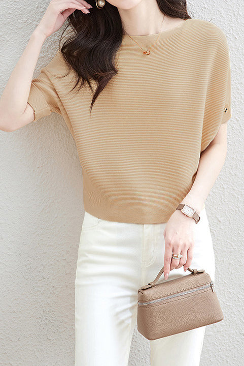 Solid Color Loose Fitting Knitted Sweater - liwisi
