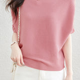 Solid Color Loose Fitting Knitted Sweater - liwisi