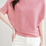 Solid Color Loose Fitting Knitted Sweater - liwisi
