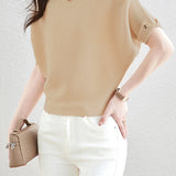 Solid Color Loose Fitting Knitted Sweater - liwisi