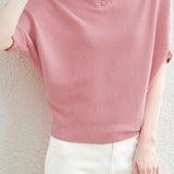 Solid Color Loose Fitting Knitted Sweater - liwisi