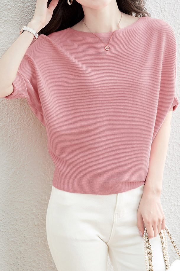 Solid Color Loose Fitting Knitted Sweater - liwisi