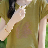 Stylish Swan Rhinestone Embellished T-shirt - liwisi