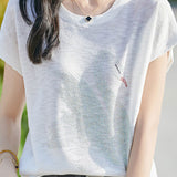 Stylish Swan Rhinestone Embellished T-shirt - liwisi