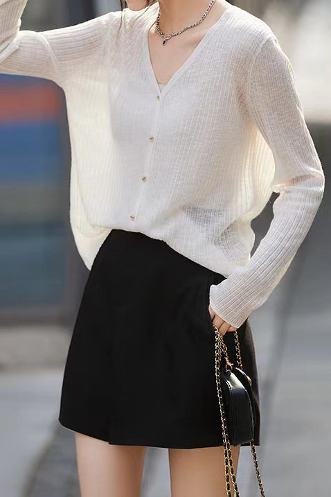 Comfortable V-neck Cardigan - liwisi