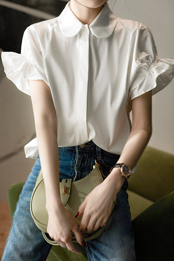 Romantic Peter Pan Collar Shirt - liwisi