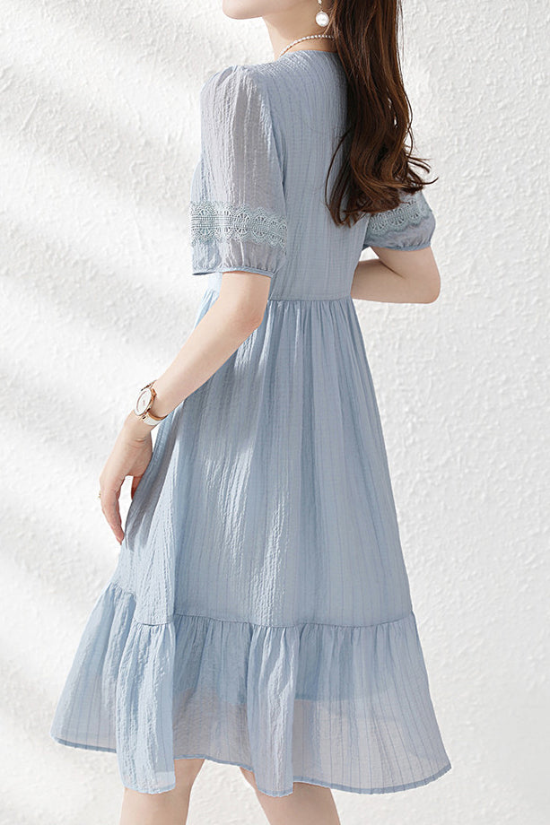 Lace Spliced Chiffon Dress - liwisi