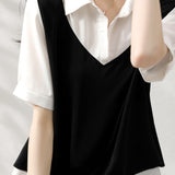 Fashionable Faux Two-Piece Shirt - liwisi