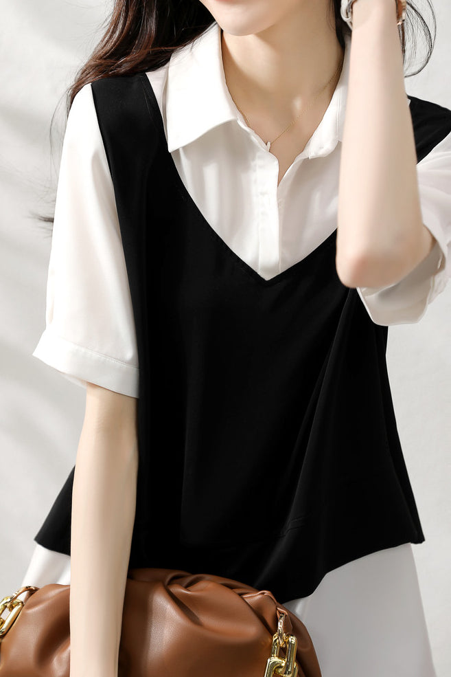 Fashionable Faux Two-Piece Shirt - liwisi