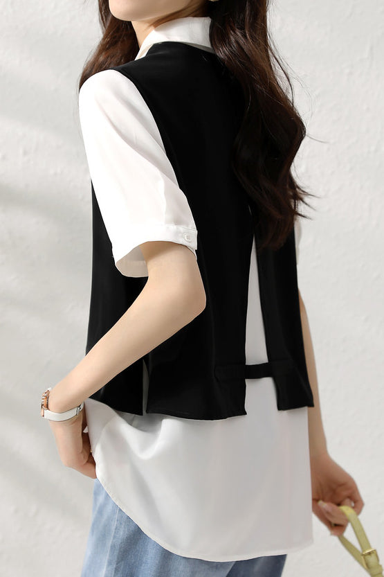 Fashionable Faux Two-Piece Shirt - liwisi