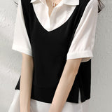 Fashionable Faux Two-Piece Shirt - liwisi