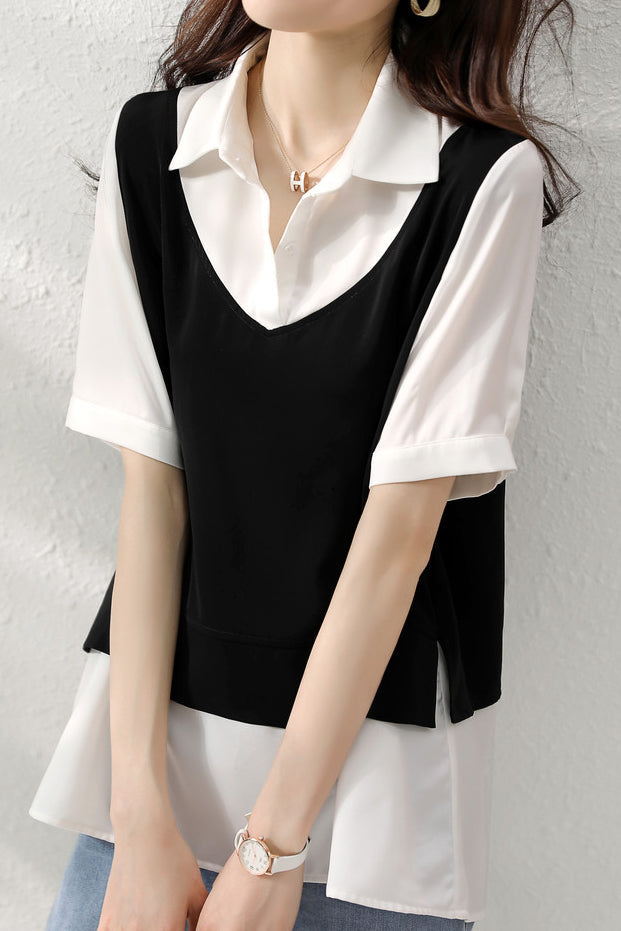 Fashionable Faux Two-Piece Shirt - liwisi