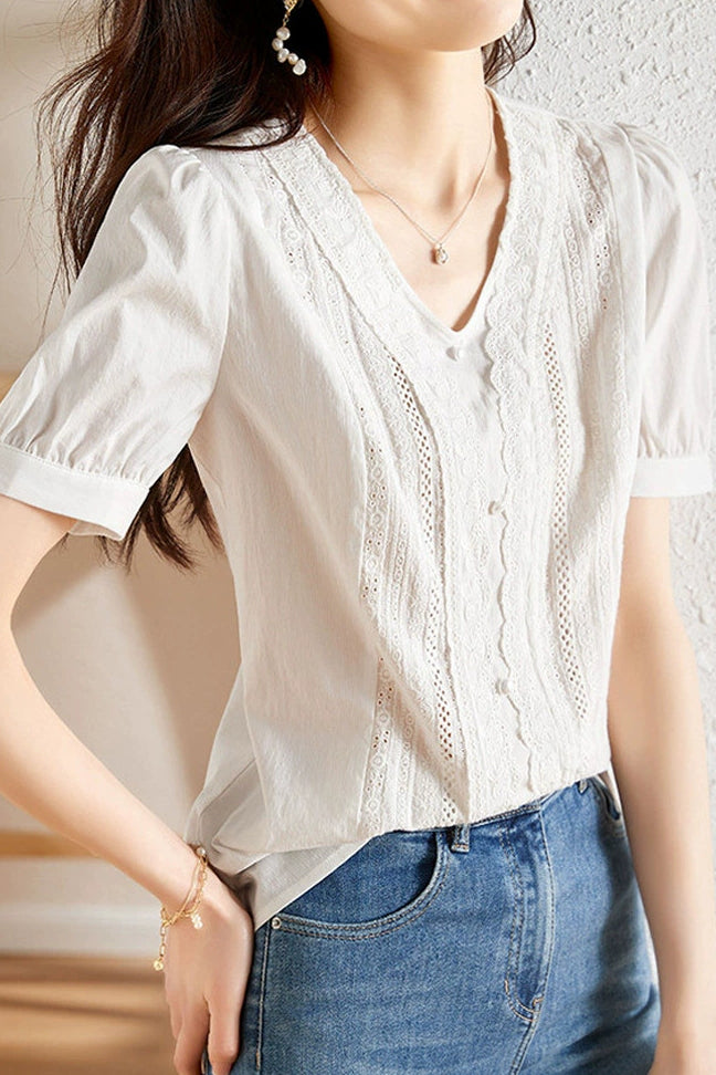 Lace Trim Shirt - liwisi