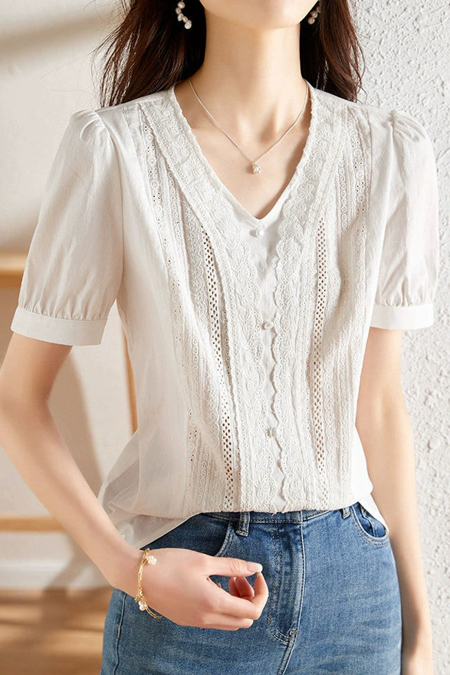Lace Trim Shirt - liwisi