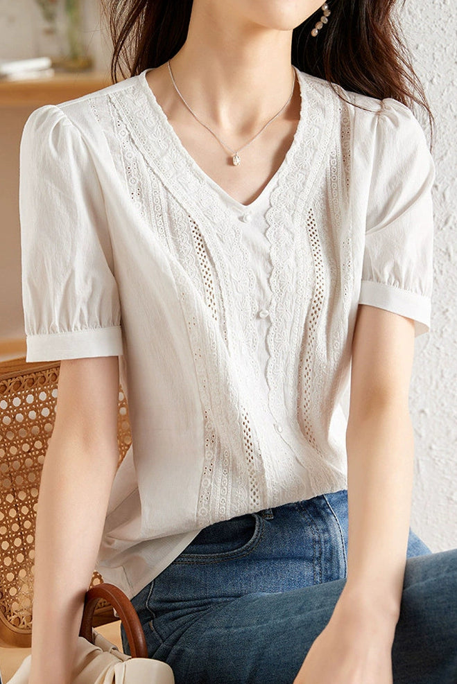 Lace Trim Shirt - liwisi