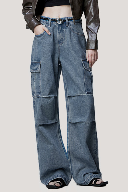 Stylish Denim Wide-leg Pants - liwisi