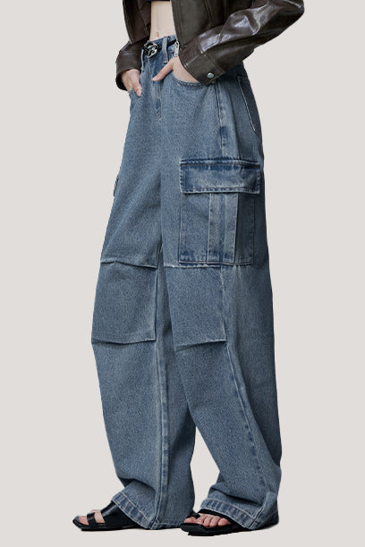 Stylish Denim Wide-leg Pants - liwisi