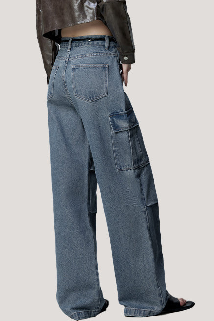 Stylish Denim Wide-leg Pants - liwisi