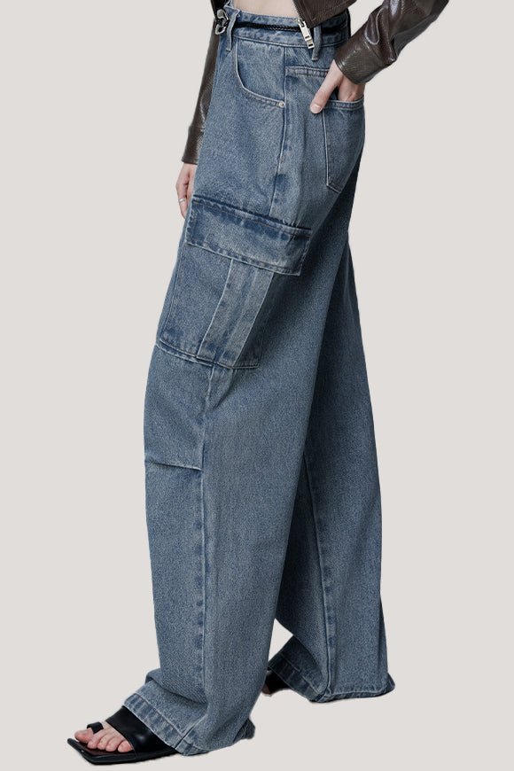 Stylish Denim Wide-leg Pants - liwisi