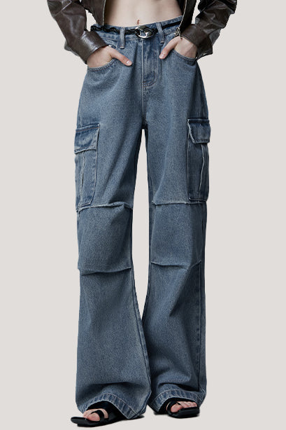 Stylish Denim Wide-leg Pants - liwisi