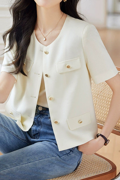 Elegant Short Sleeve Jacket - liwisi