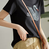 Elegant Swan Sequin T-Shirt - liwisi