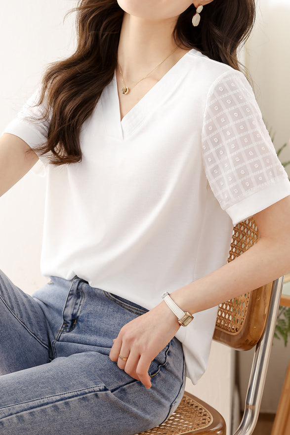 Fashionable V-Neck Short Sleeve - liwisi