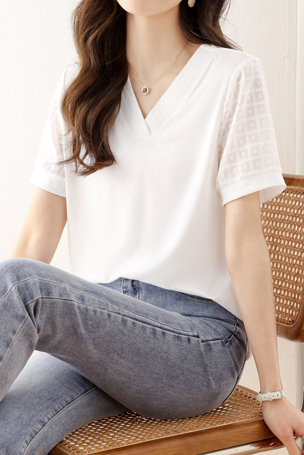 Fashionable V-Neck Short Sleeve - liwisi