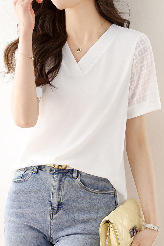 Fashionable V-Neck Short Sleeve - liwisi