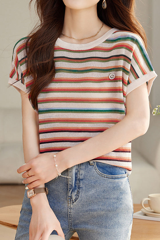 Colorful Striped Knit Sweater - liwisi